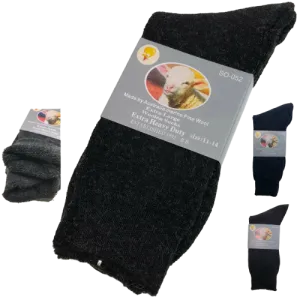 3 Pairs Merino Wool Blend Woolen Work Socks Hiking Heavy Duty Warm Thermal