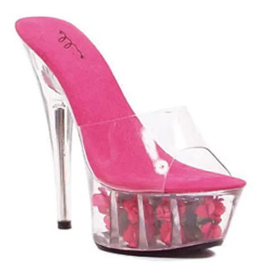 609-ROSES 6" ROSE FILLED PLATFORM WITH CLEAR UPPER AND COLOR INSOLE