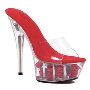 609-ROSES 6" ROSE FILLED PLATFORM WITH CLEAR UPPER AND COLOR INSOLE