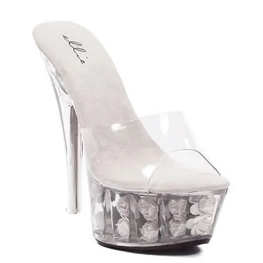 609-ROSES 6" ROSE FILLED PLATFORM WITH CLEAR UPPER AND COLOR INSOLE