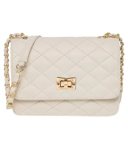 ADISA Women's Girls Quilted Cross Body Sling Bag (SL5059-Off White)