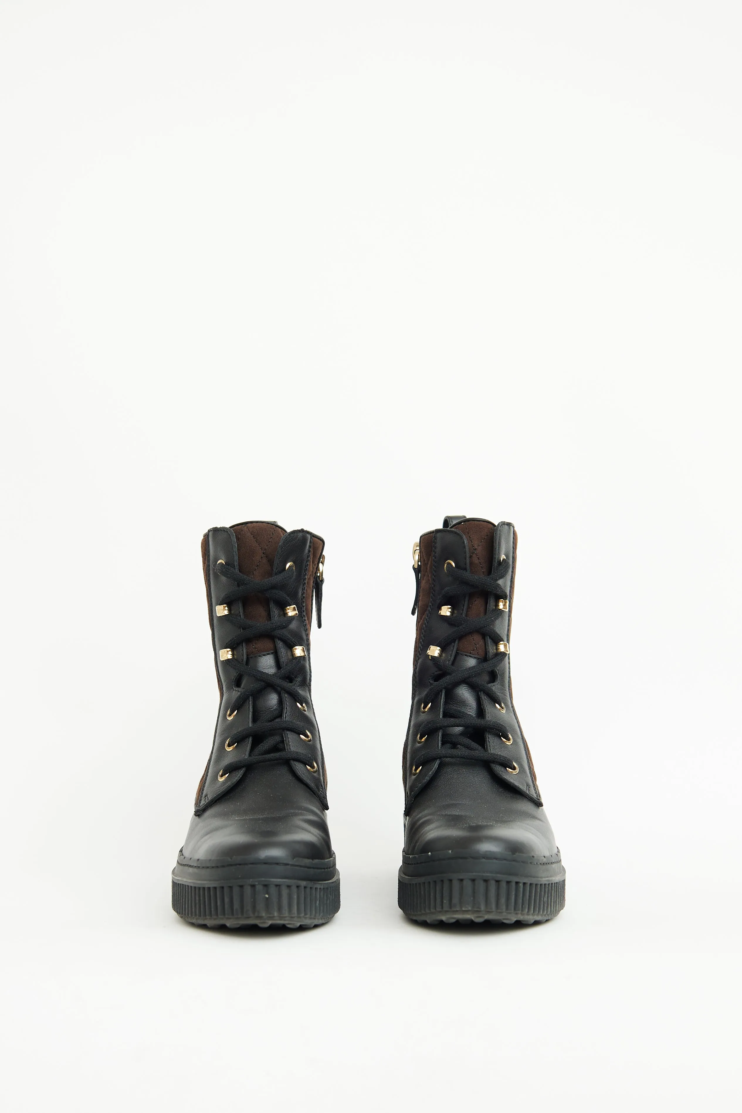 Black & Brown Quilted Ankle Boot