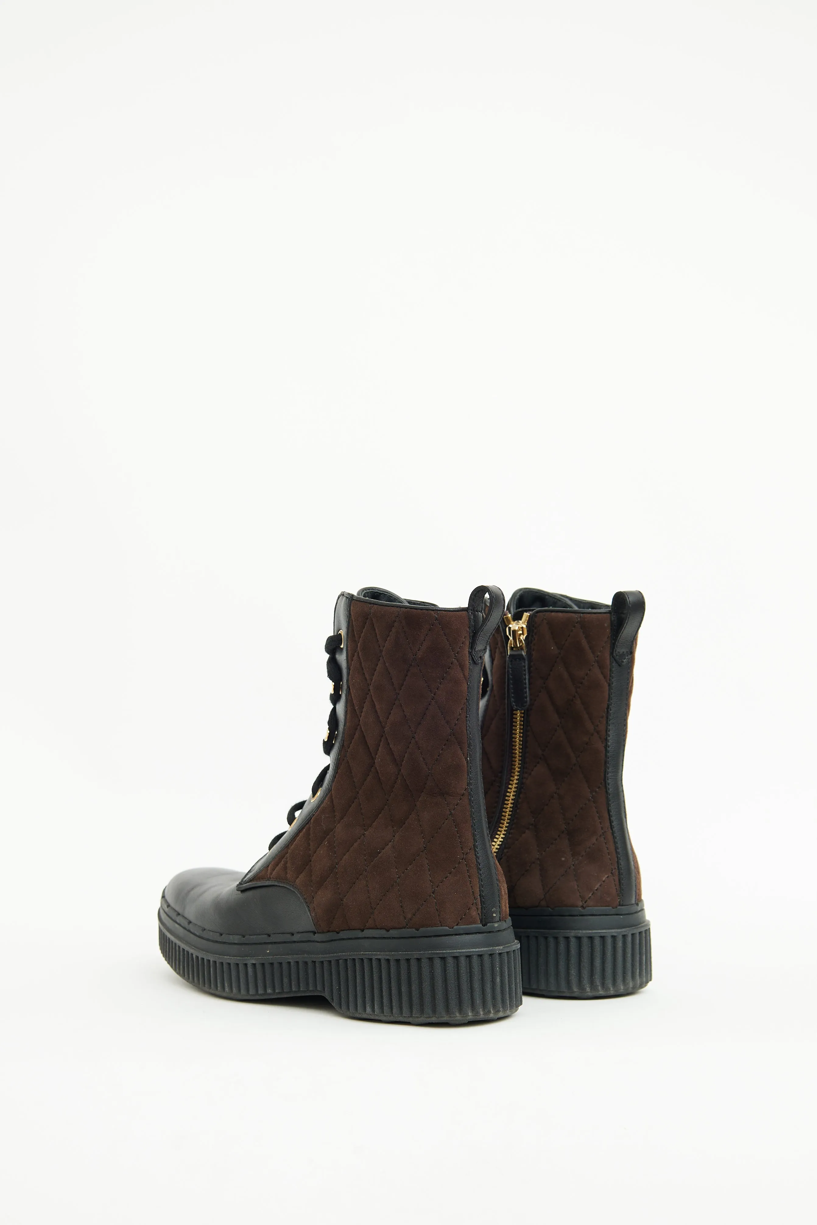 Black & Brown Quilted Ankle Boot