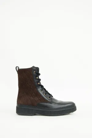 Black & Brown Quilted Ankle Boot