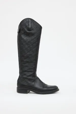 Black Guccissima Knee High Boot