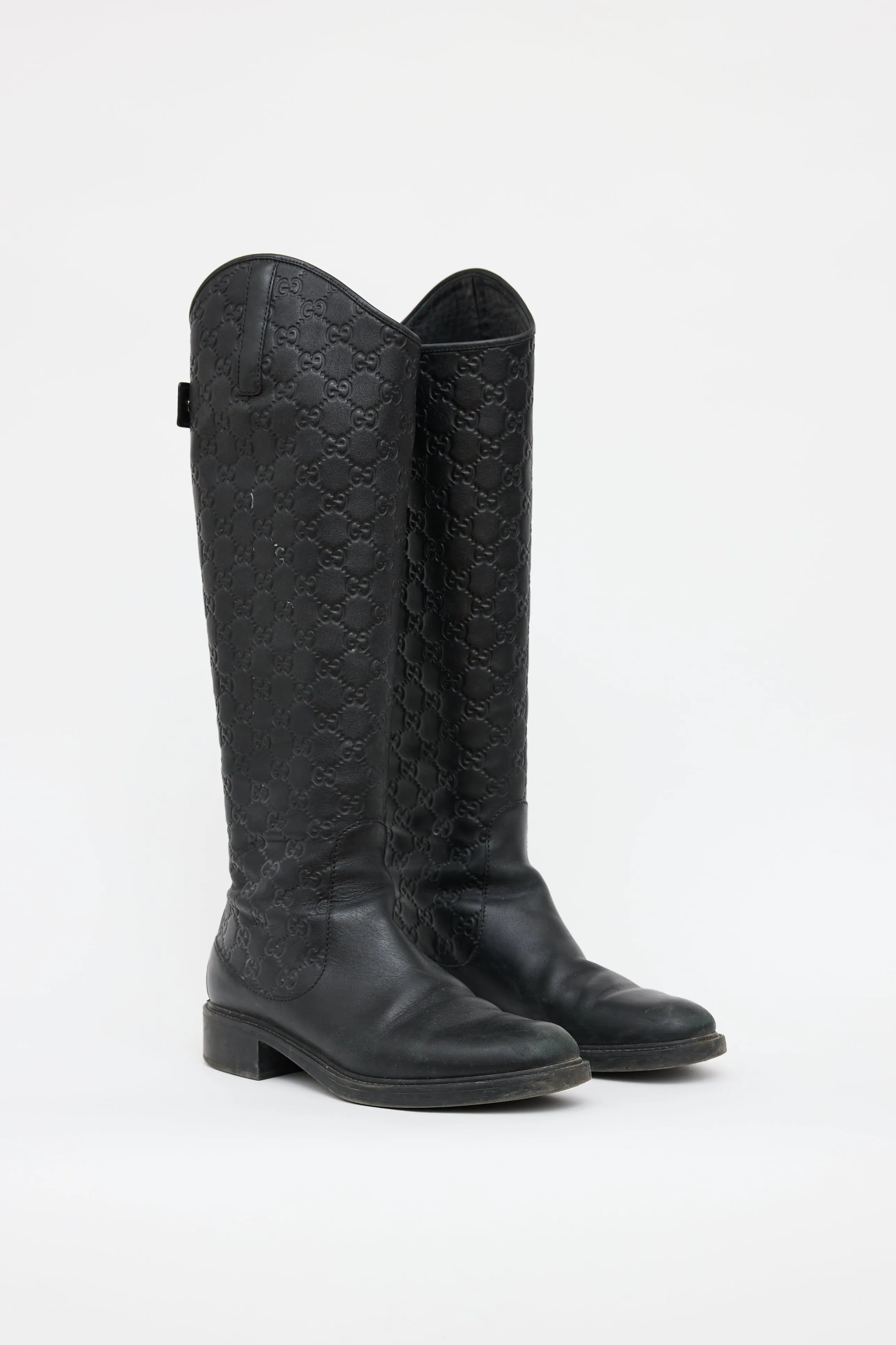 Black Guccissima Knee High Boot