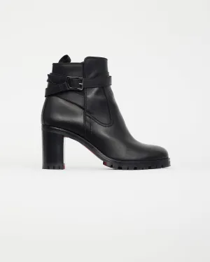 Black Leather Ankle Strap Boot