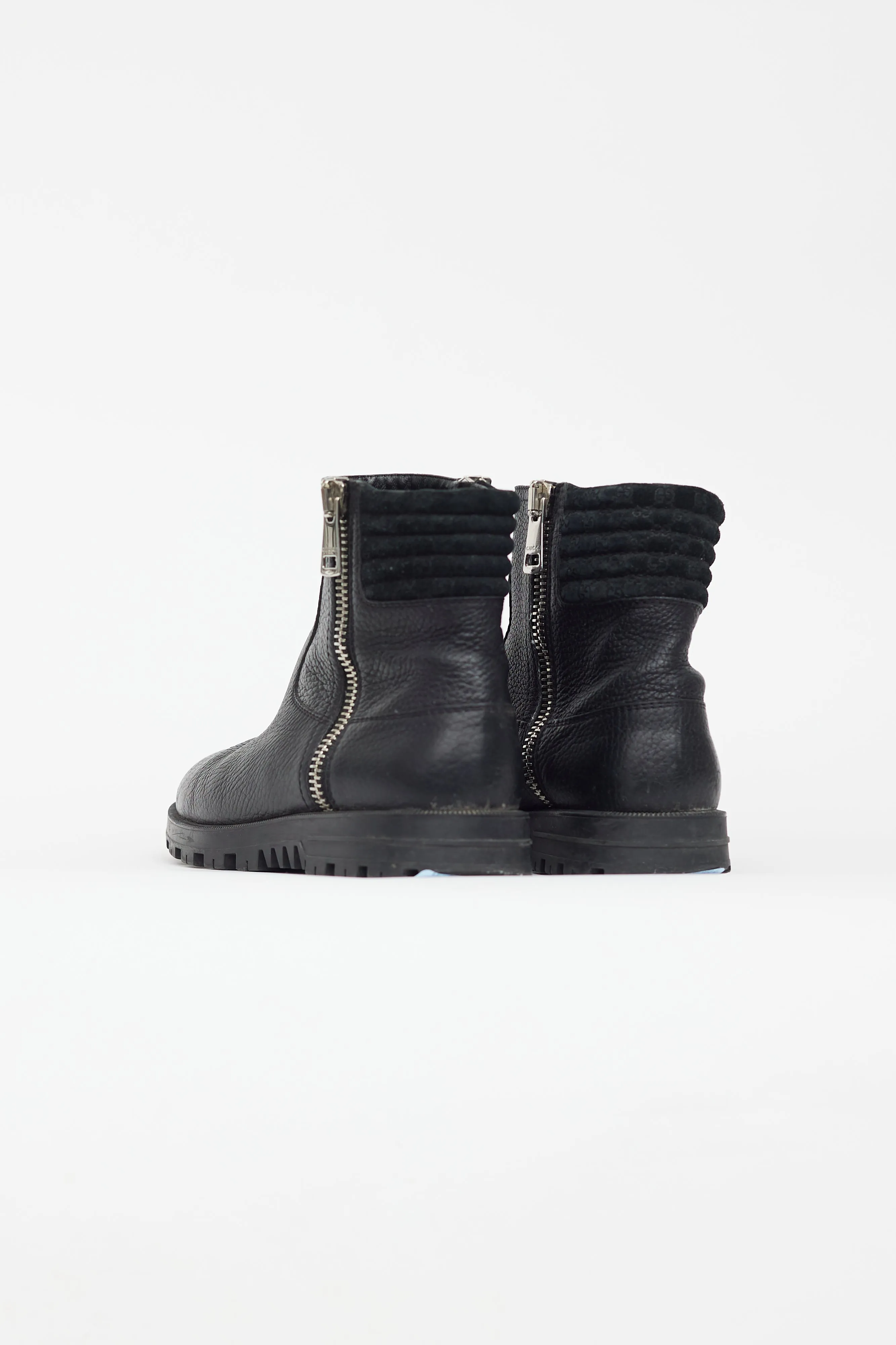 Black Leather Ankle Zip Boot