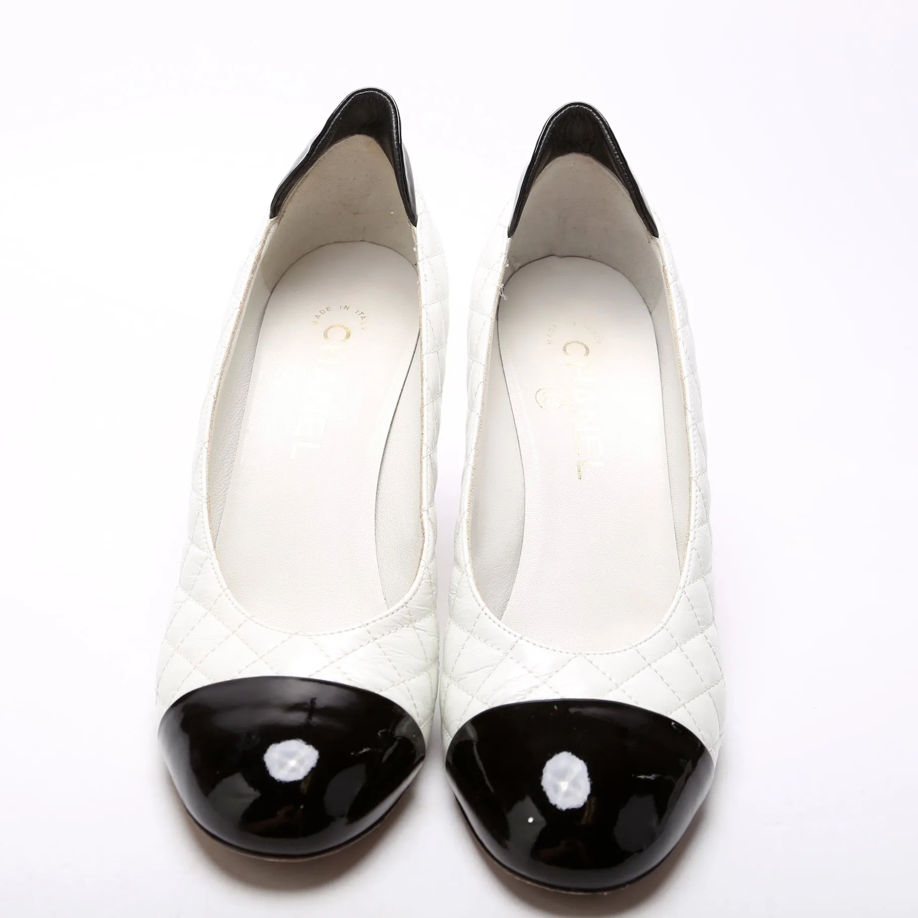 Cap Toe Quilted Pumps Size 39.5