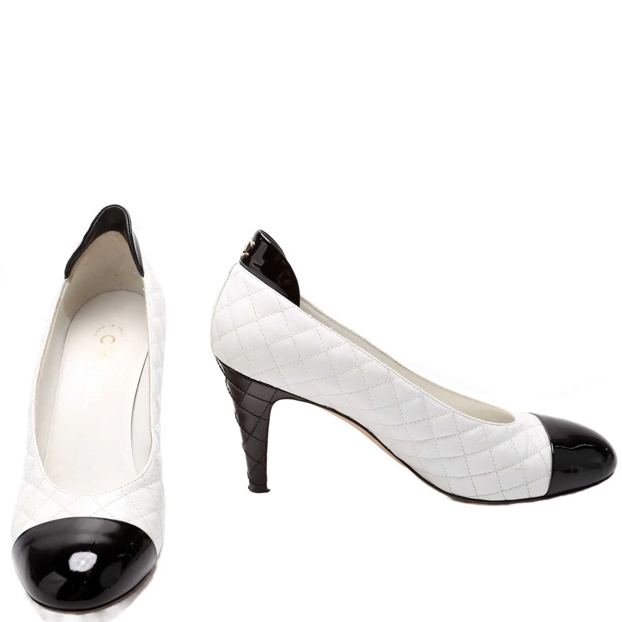 Cap Toe Quilted Pumps Size 39.5