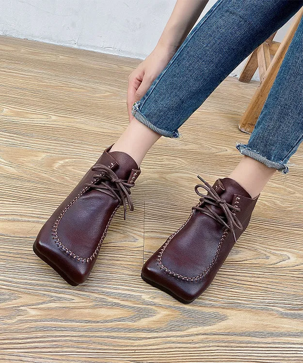 Green Cross Strap Handmade Comfy Splicing Ankle Boots ML1693
