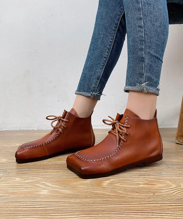 Green Cross Strap Handmade Comfy Splicing Ankle Boots ML1693