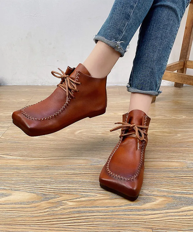 Green Cross Strap Handmade Comfy Splicing Ankle Boots ML1693