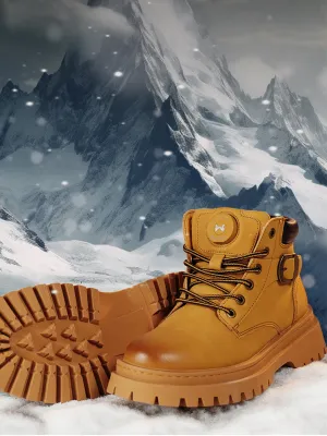 WESMART Unisex Heated Leather Boots Winter Outdoor Waterproof Ankle Boots