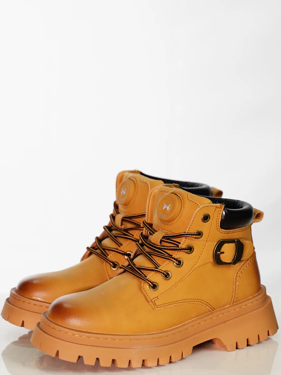 WESMART Unisex Heated Leather Boots Winter Outdoor Waterproof Ankle Boots