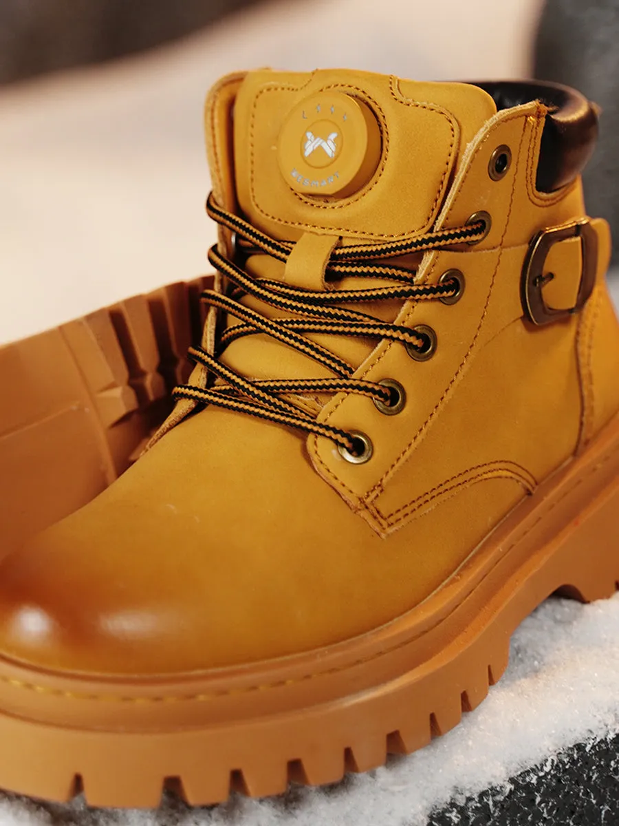 WESMART Unisex Heated Leather Boots Winter Outdoor Waterproof Ankle Boots