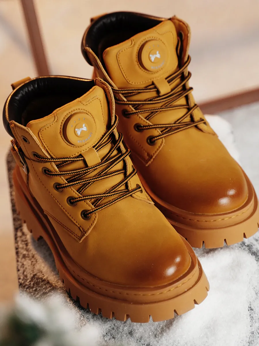 WESMART Unisex Heated Leather Boots Winter Outdoor Waterproof Ankle Boots
